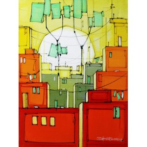 Salman Farooqi, 14 x 20 Inchc, Acrylic on Canvas, Cityscape Painting-AC-SF-090